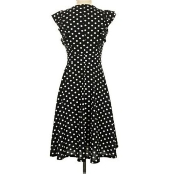 Black and White Polka Dot Ruffle Midi Dress - Picture 2 of 2